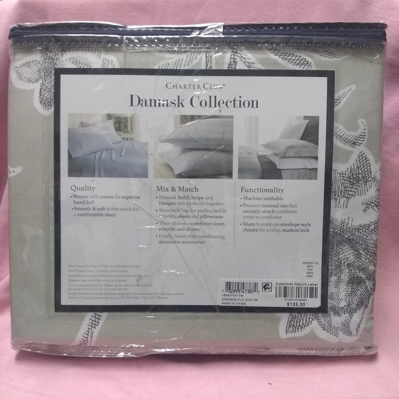 Charter Club Damask Designs Comforter Cover Set - Gray and White - Picture 8 of 14